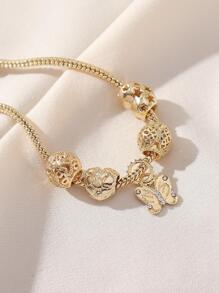 1入組時尚水鑽裝飾蝴蝶墜飾手環適合女士日常裝飾 - 金色 - 查看 5