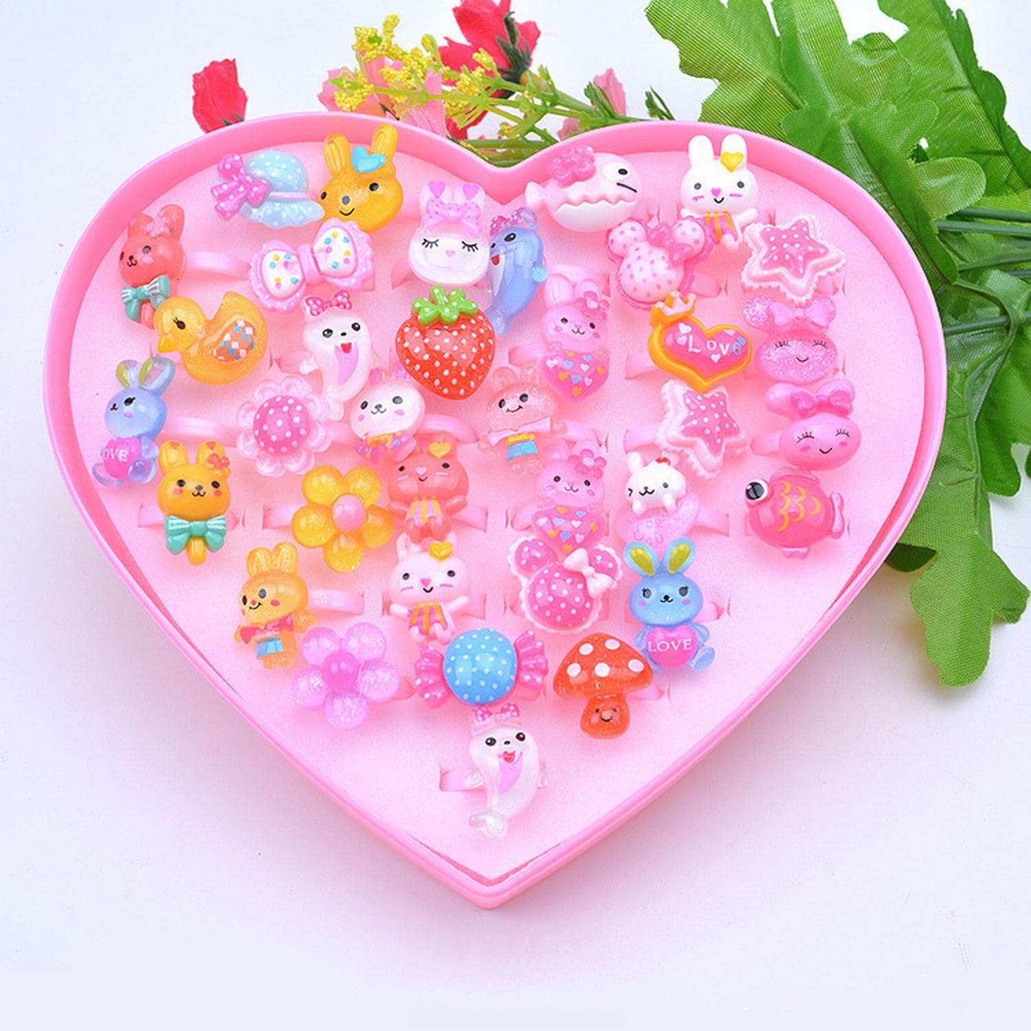 Niños 36 piezas Anillo al azar con diseño de dibujos animados - Multicolor - Ver 1