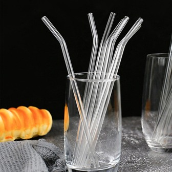 件高硼矽玻璃吸管、可重複使用的冰沙飲用吸管、雞尾酒、酒吧配件