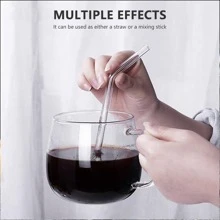 件高硼矽玻璃吸管、可重複使用的冰沙飲用吸管、雞尾酒、酒吧配件 - 無色 - 查看 3