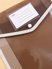 1pc Vertical A4 Size Thick Waterproof Document Bag With Transparent Button For File, Folder And Other Stationery - Grey - View 5