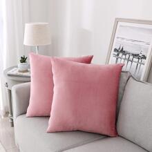 1pc Solid Cushion Cover Without Filler - Baby Pink - View 1