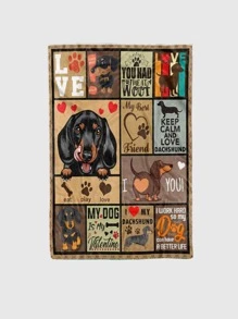 1pc Dog & Slogan Graphic Blanket, Knitted Fabric Soft & Warm Blanket For Living Room & Bedroom, Home Decor - Multicolor - View 5