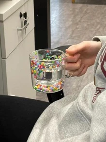 1pc Clear Heart Detail Glass Mug - Multicolor - View 4