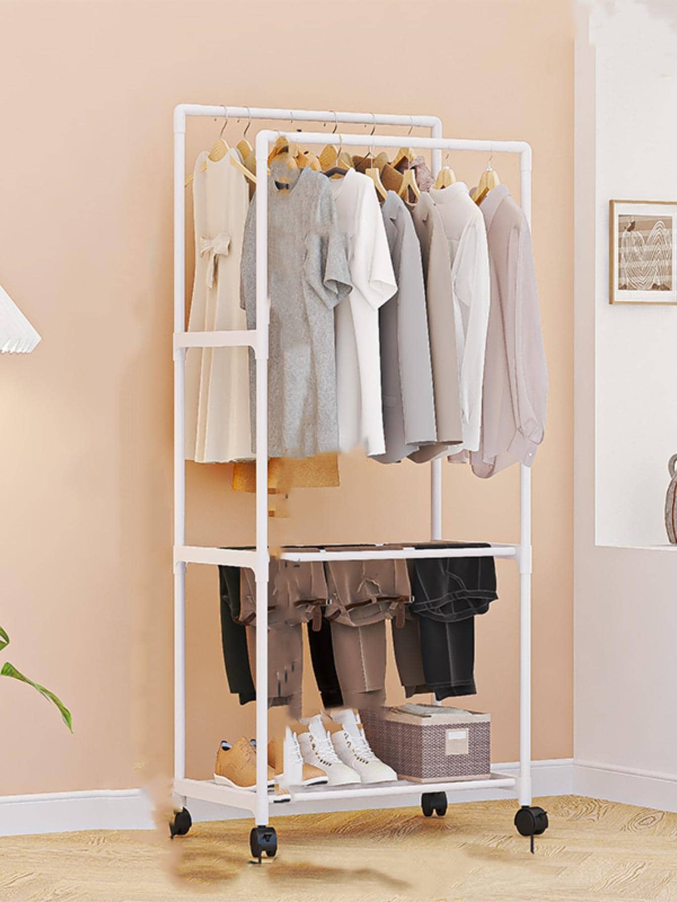 1pc Solid Color Drying Rack - White - View 1