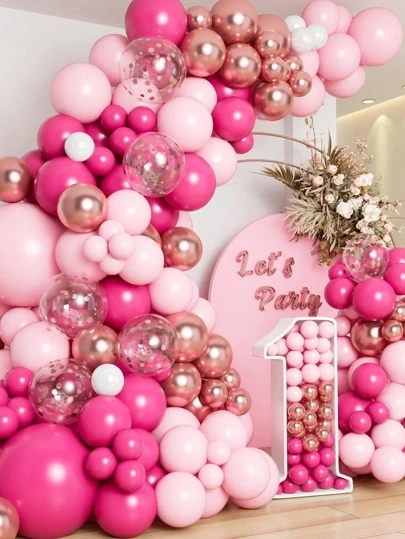 Bộ 109 bóng bay màu hồng nóng bỏng Confetti Balloon Micellar, Trang trí nền tiệc sinh nhật lễ hội Bộ bóng bay màu hồng nhỏ, Trang trí phòng cưới Trang trí tường bằng bóng bay, Bộ bóng bay trang trí tiệc ủng hộ, Trang trí tiệc Babe Shower Balloon