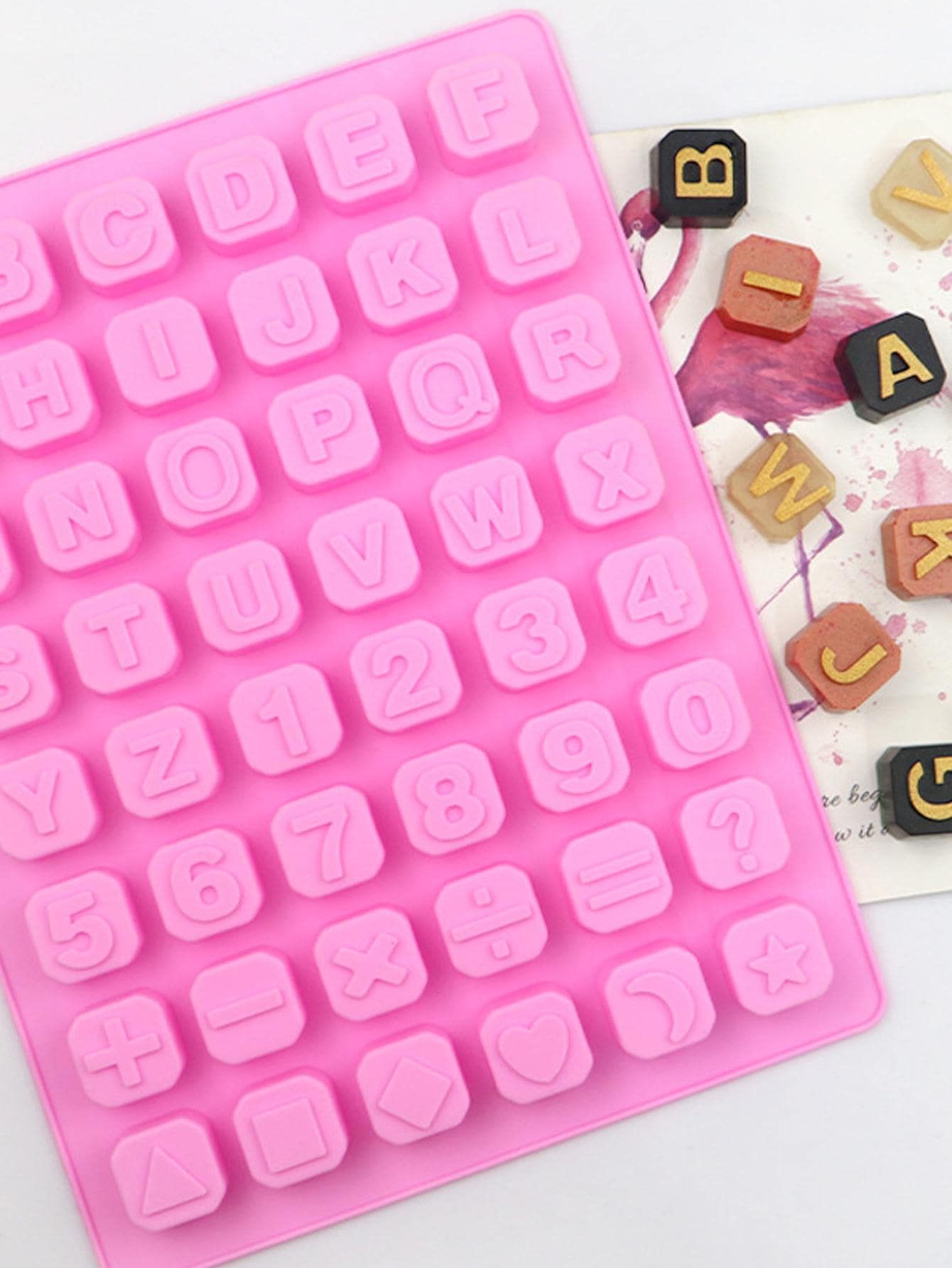 1 pieza Molde de silicona de bricolaje con diseño de letra - Rosa - Ver 1