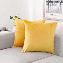 1 pieza Funda de cojín sin relleno unicolor - Amarillo - Ver 1