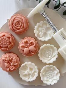 5入組花朵設計蛋糕按模具 - 白色 - 查看 1