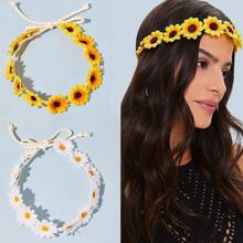 2 款波西米亚风格韩式森系雏菊装饰头带 - 彩色 - 查看 1