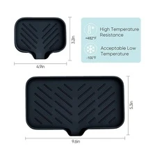 1pc Silicone Faucet Sink Splash Guard, Modern Letter Graphic Quick Drying Water Catcher Mat For Kitchen - Black - View 3