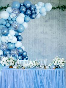 107pcs Party Blue Confetti Balloon Glue Chain & 2pcs Balloon Accessory, Perfect Decoration Light Blue Theme Birthday Holiday Event Party Room Wall Background, Wedding Decoration Room Decor Wall Decor Balloon, Party Favor Party Decorative Balloon Arch Kit, Babe Shower Party Decor Balloon Back To School Valentine Day - Blue - View 2