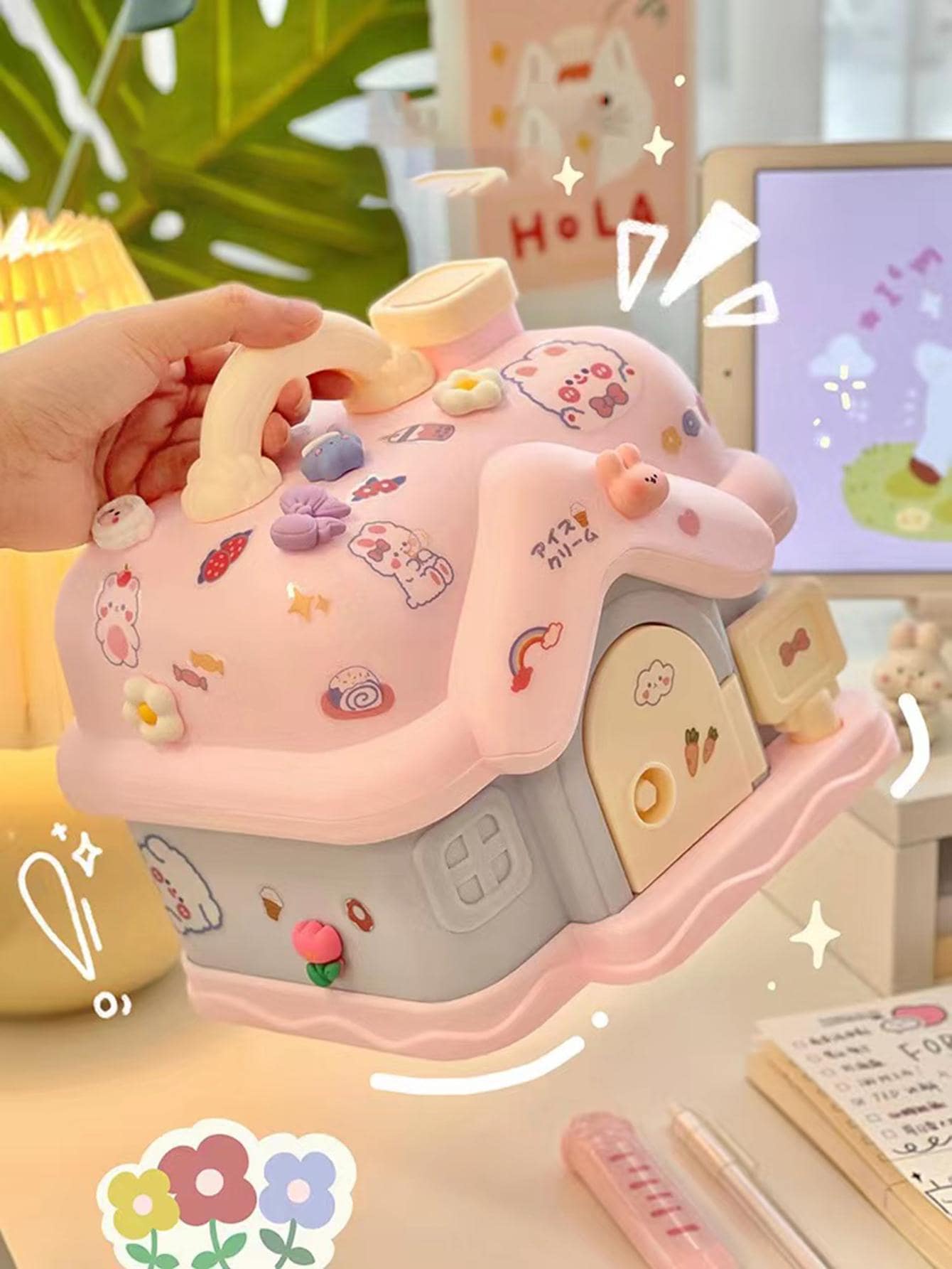 1pc House Shaped Pen Holder - Blue - View 1