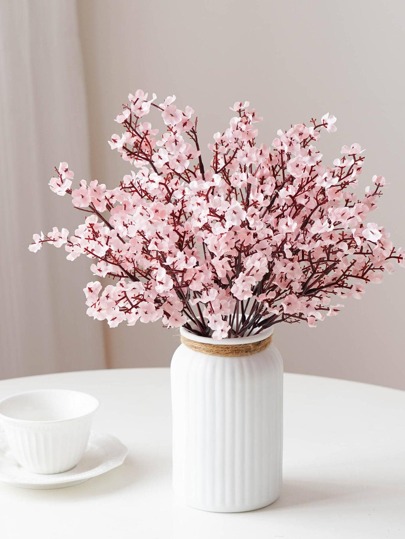 3/6pcs Plastic Artificial Flower Bouquet, Cherry Blossoms Artificial Flowers Baby's Breath,Modern Artificial Flower Bundle For Home Decor,Fake Plants,Fall Decor,Room,Desk,Garden Decor,Room Decoration Stuff Back To School School Supplies