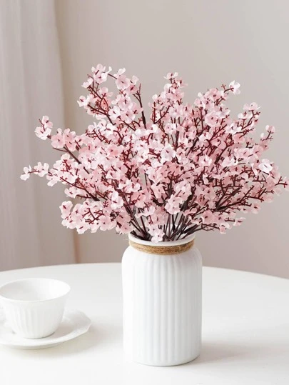 3/6pcs Plastic Artificial Flower Bouquet, Cherry Blossoms Artificial Flowers Baby's Breath,Modern Artificial Flower Bundle For Home Decor,Fake Plants,Fall Decor,Room,Desk,Garden Decor,Room Decoration Stuff Back To School School Supplies
