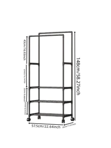 1 pieza Estante de almacenamiento para colgar ropa liso - Negro - Ver 2