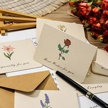 1入組花朵設計紙邀請函時尚字母圖案請柬禮品明信片 - 彩色 - 查看 4