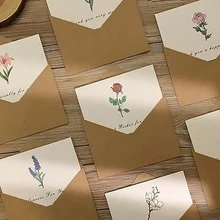 1入組花朵設計紙邀請函時尚字母圖案請柬禮品明信片 - 彩色 - 查看 3
