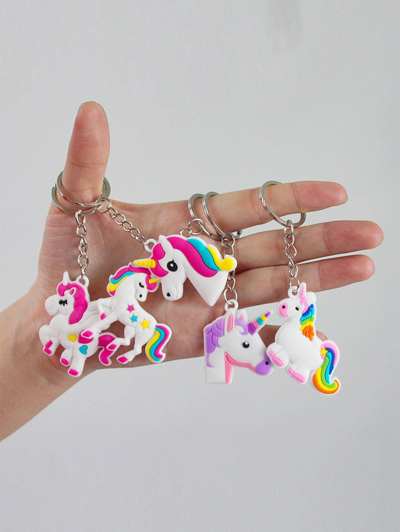 5入組獨角獸墜飾鑰匙圈 - 彩色 - 查看 1