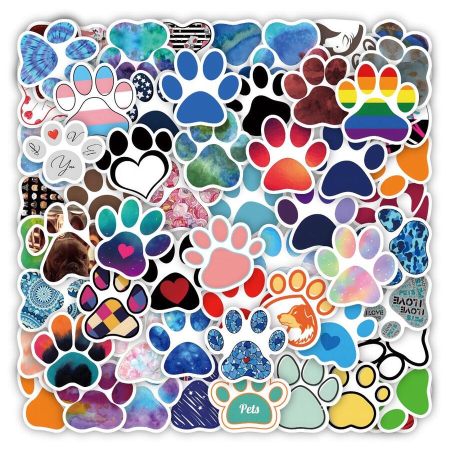 xiqixin 60pcs/set Paw Pattern Sticker, Creative Multi-purpose Decorative Sticker For DIY Craft, Hand Account Decoration - Multicolor - View 1