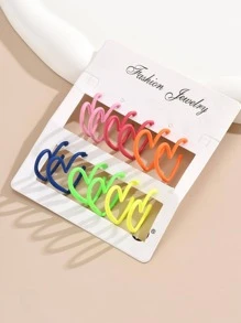 6pairs/set Fashion Zinc Alloy Heart Design Cuff Hoop Earrings For Women For Daily Decoration - Multicolor - View 2