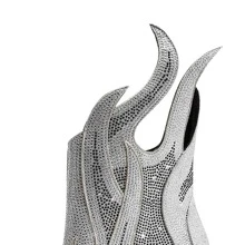 Women Rhinestone Decor Chunky Heeled Fashion Boots, Glamorous Silver Classic Boots