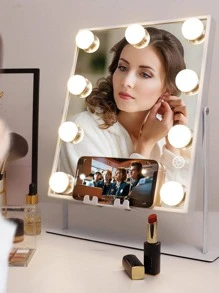 FENCHILIN Vanity Mirror With Lights 9 Dimmable Bulbs Wireless Charger Bluetooth Speaker,Makeup Mirror With Smart Touch Control For Glam Room Bedroom Detachable 10X Magnification White 9.84 X 11.81 - trắng - Xem 8