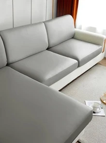 1pc Solid Color Stretchy Sofa Seat Cover, Modern Polyester Sofa Cushion Cover For Living Room - Grey - View 2