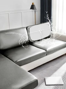 1pc Solid Color Stretchy Sofa Seat Cover, Modern Polyester Sofa Cushion Cover For Living Room - Grey - View 1