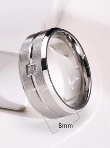 Men Rhinestone Detail Ring, For Jewelry Gift And Party - Silver - View 2