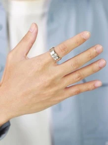 Men Rhinestone Detail Ring, For Jewelry Gift And Party - Silver - View 5