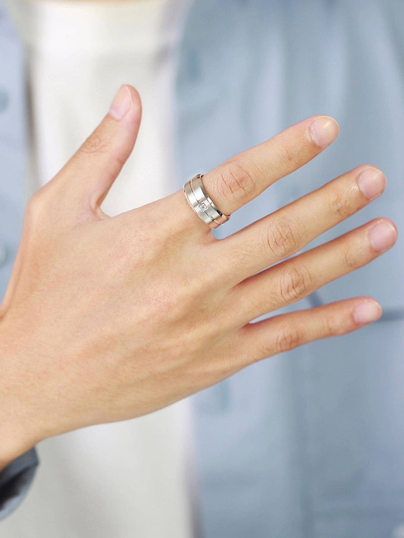Men Rhinestone Detail Ring, For Jewelry Gift And Party