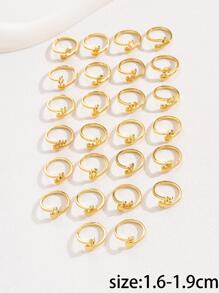 1入組時尚心和字母裝飾纏繞式戒指適合女士日常裝飾 - 金色 - 查看 7