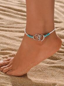 Vòng chân trang trí trái tim & hạt cườm - Nhiều màu - Xem 6