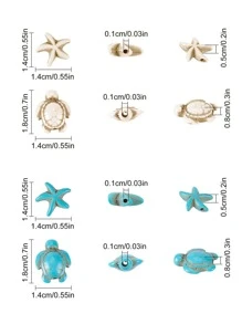 20pcs/set Starfish & Shell Design DIY Jewelry Accessory - Blue and White - View 2