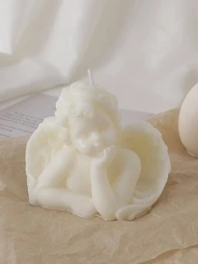 1 ngọn nến thiết kế thiên thần - trắng - Xem 2