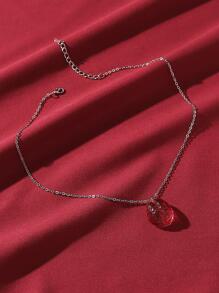 大腦吊墜項鍊 - 酒紅色 - 查看 3