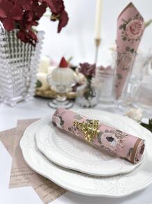 20pcs/set Paper Disposable Napkin, Modern Flower Pattern Paper Dinner Napkin For Wedding Party - Multicolor - View 4