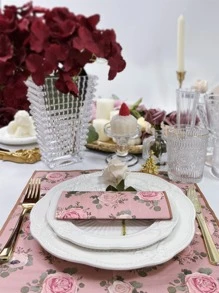 20pcs/set Paper Disposable Napkin, Modern Flower Pattern Paper Dinner Napkin For Wedding Party - Multicolor - View 3