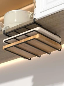 双层厨房橱柜门挂架、砧板架、壁挂式储物架 - 黑色 - 查看 3