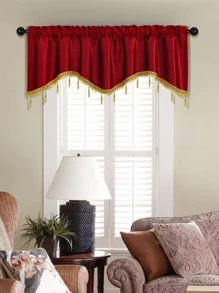 1pc Red Simple Style Polyester Fiber Material S Shaped Beaded Window Curtain Suitable For Living Room, Kitchen And Door Decoration - Red - View 10