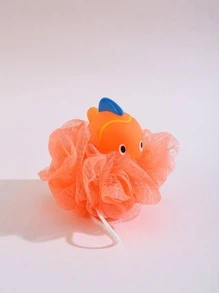 1pc Cartoon Bath Foaming Ball, Orange Cute Bath Loofah For Kids - Orange - View 1