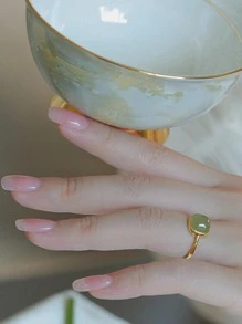 1入組時尚方形裝飾戒指適合女士適用於禮品 - 綠色 - 查看 3