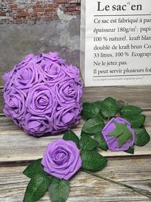 Nejlue Artificial Flowers/Plants1111 Home & Living 25 件/盒人造玫瑰花，假泡沫花，现代简约北欧风格，适用于室内外婚礼装饰 DIY 花环材料，新娘手捧花，家庭、餐厅、教室、办公室、酒店、餐厅、办公桌、卧室、生日派对装饰材料、情人节和新年圣诞节节日礼物装饰品 - 紫色 - 查看 3