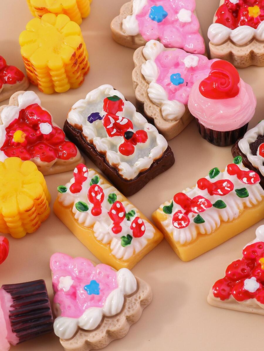 10入組/套隨機蛋糕裝飾DIY首飾配件 - 彩色 - 查看 1