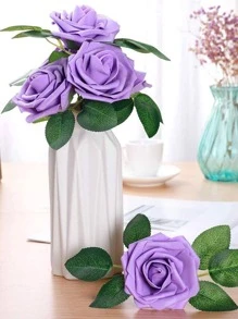 Nejlue Artificial Flowers/Plants1111 Home & Living 25 件/盒人造玫瑰花，假泡沫花，现代简约北欧风格，适用于室内外婚礼装饰 DIY 花环材料，新娘手捧花，家庭、餐厅、教室、办公室、酒店、餐厅、办公桌、卧室、生日派对装饰材料、情人节和新年圣诞节节日礼物装饰品 - 紫色 - 查看 4
