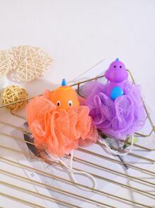1pc Cartoon Bath Foaming Ball, Orange Cute Bath Loofah For Kids - Orange - View 4