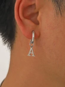 1pc Men Letter Drop Earring, For Jewelry Gift And Party - Silver - View 1