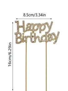 1pc Zinc Alloy Cake Topper, Modern Faux Rhinestone Design Cake Top Decoration For Birthday Party,