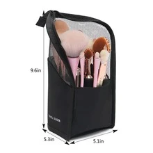 FYY Makeup Brush Organizer Bag High Capacity Portable Waterproof Dust-Free Stand-Up Makeup Brush Holder with Divider for Women Girls - màu đen - Xem 3
